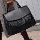 Women Solid Color Large Leather Crocodile Embossed Tote Bag
