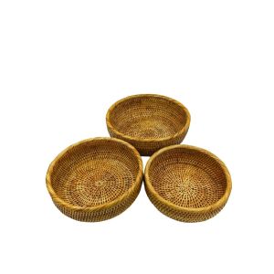 Set of 3 Rattan Baskets - Round