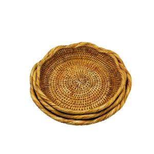 Set of 3 Rattan Baskets - Flower Design