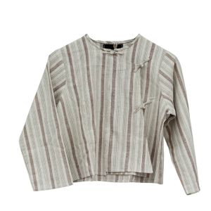 Burmese Traditional Side Button Inspired Cotton Long Sleeve Top 